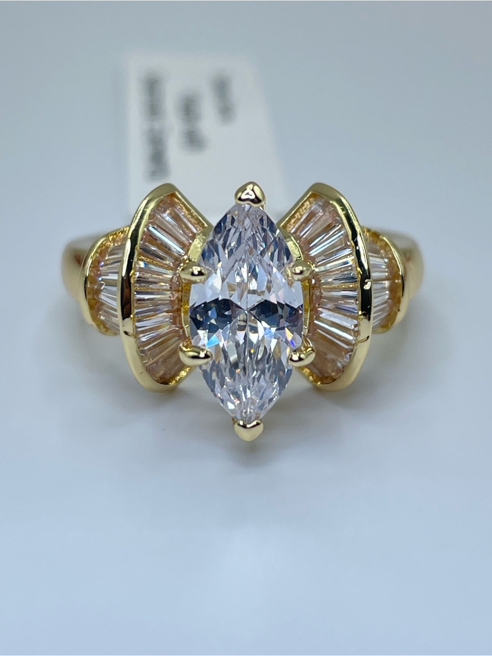 Swarovski Crystal Elements White Swarovski Crystal Marquise Art Deco Ring Sz 8